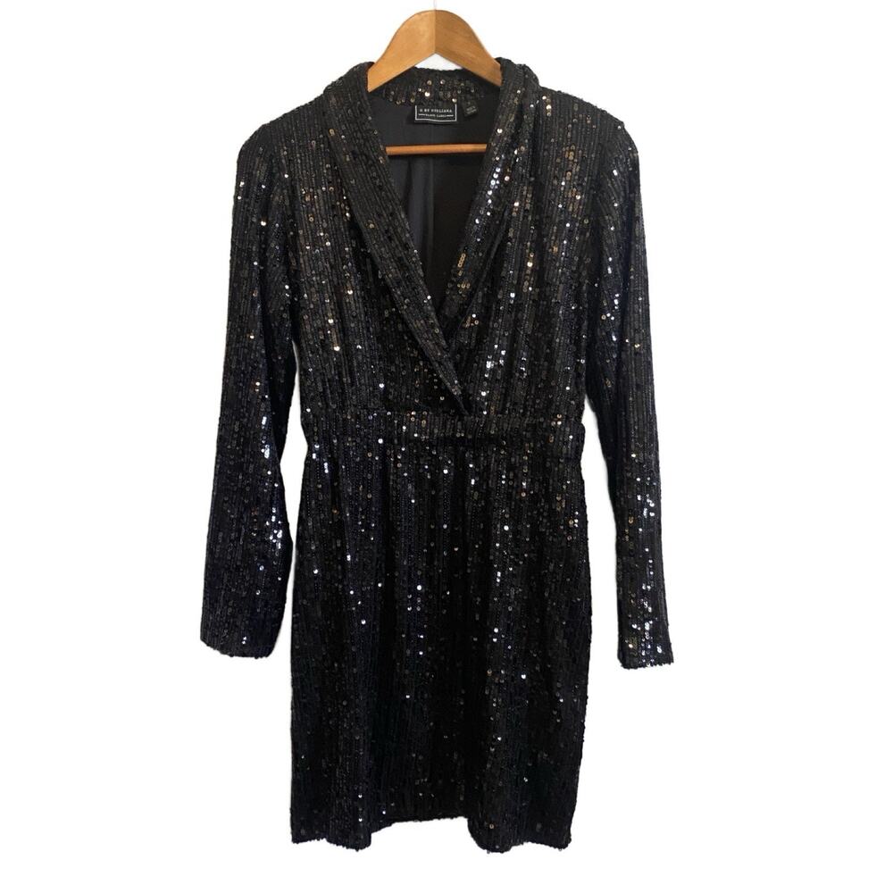 G by Giuliana Black Sequence V-neck Cocktail Dress Small Event Career Officewear